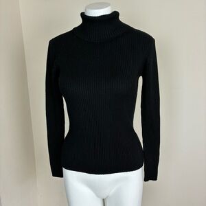 Tailor B Moss Vtg Black Rubbed Turtleneck Sweater